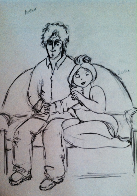 ("Arthur and Lulu - character sketch". Wednesday 5/6/14. Pen.)