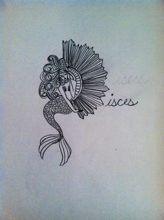 ("Pisces". Monday 7/14/14. Pencil.)