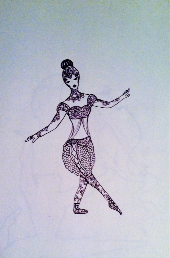 ("Dance Costume". Monday 9/15/14. Pen.)
